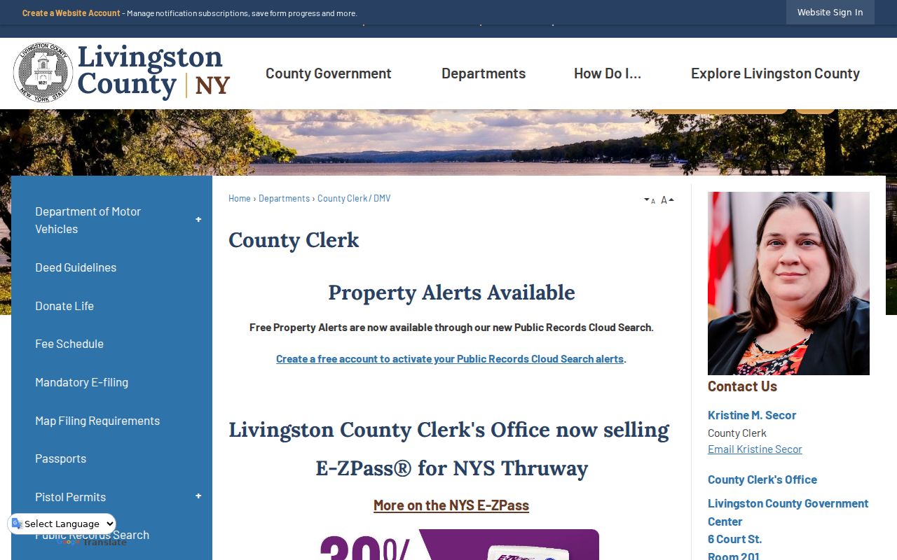 Livingston County criminal record index at the County Clerk