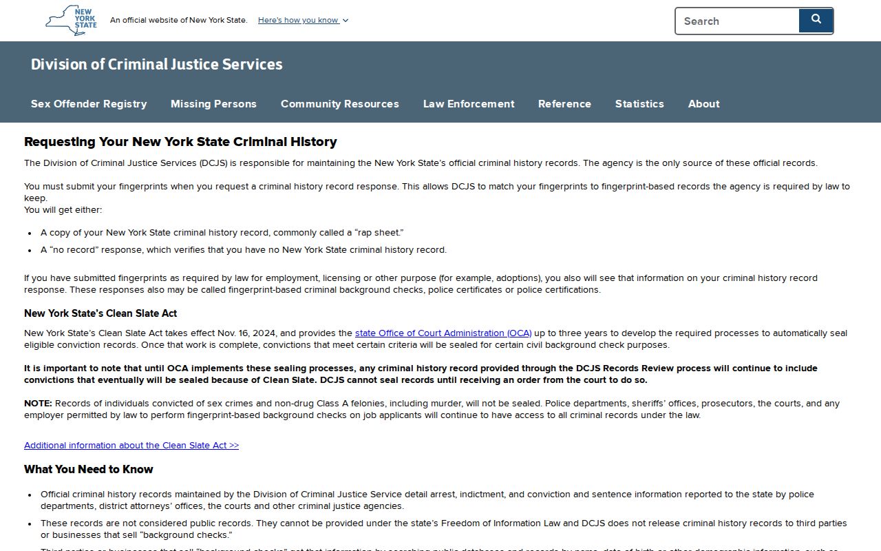 Livingston County criminal history self-review through DCJS