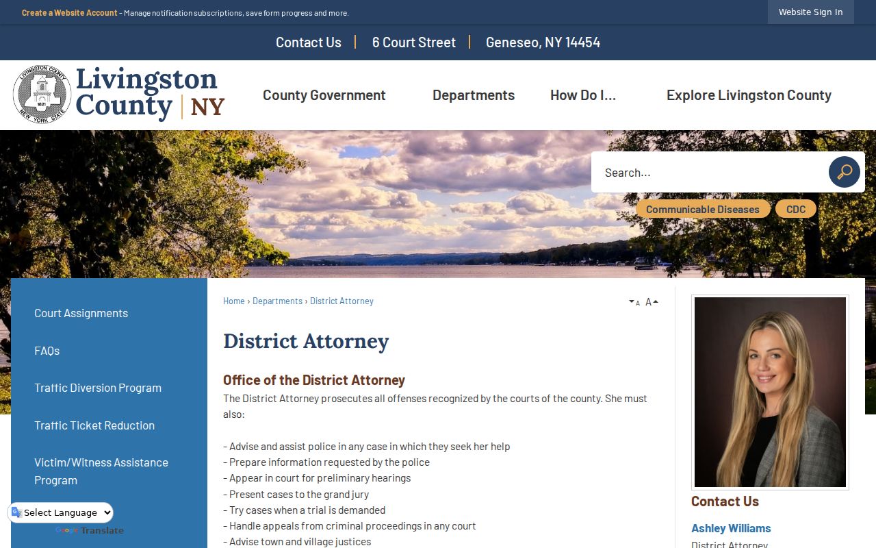 Livingston County District Attorney office information page