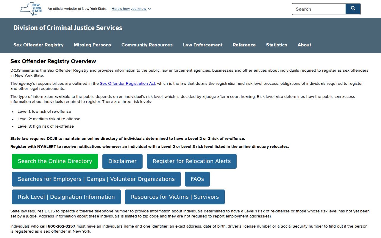 Livingston County sex offender registry overview from New York DCJS